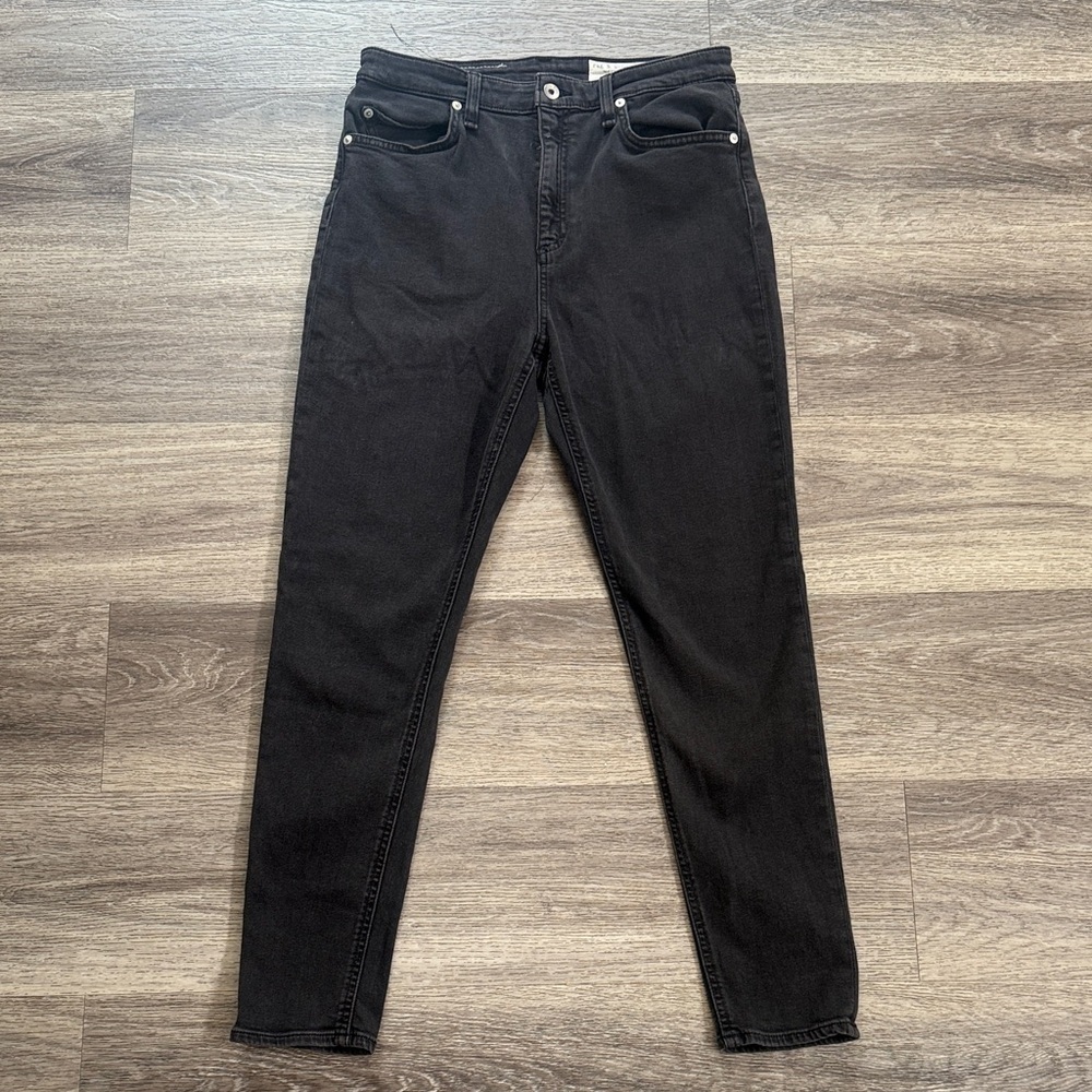 Rag & Bone Black Cropped Jeans Nina High Rise Ankle Skinny Denim